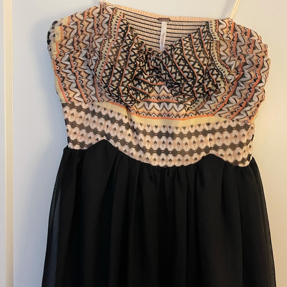Formal Strapless Black Patterned Free People Dress - image 4